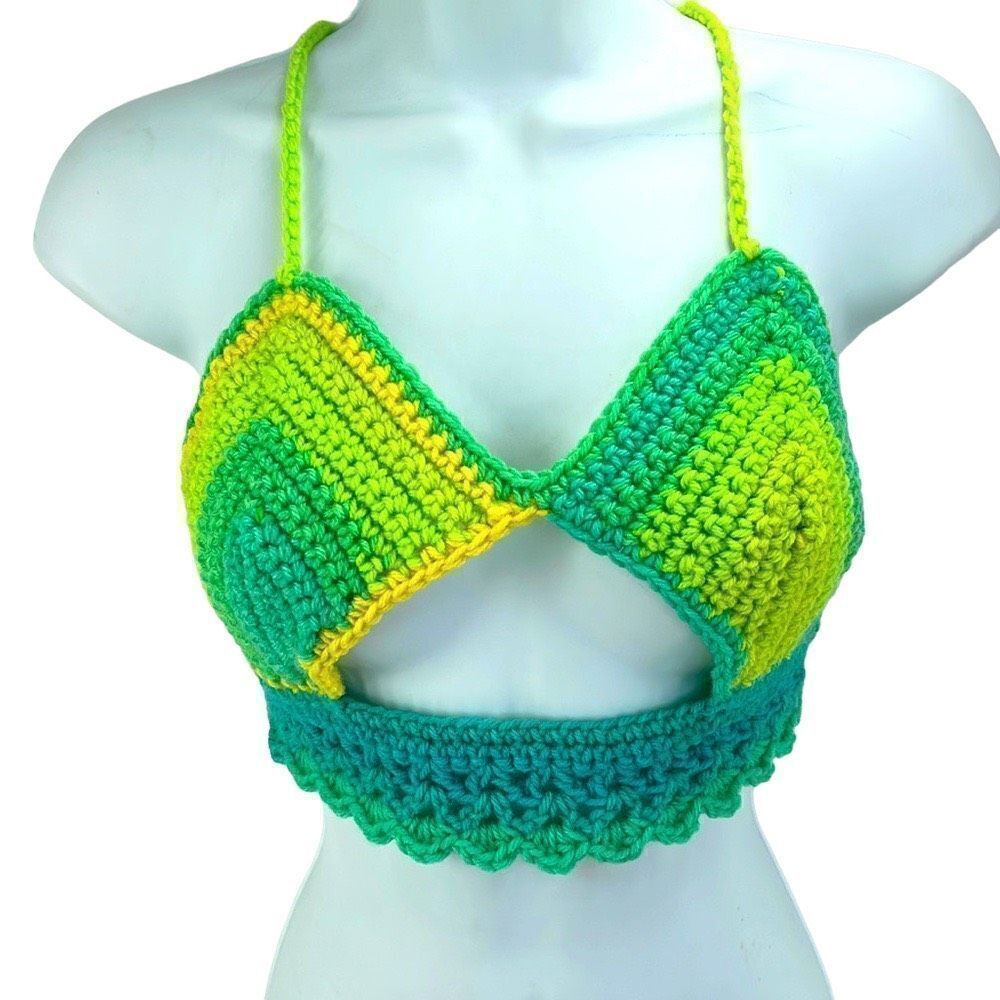 Handmade Peek-a-boo Napper brand crop top halter adjustable size small